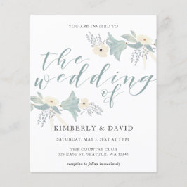 Budget Rustic Dusty Blue Floral Wedding Invitation
