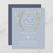 BUDGET Rustic Dusty Blue Floral Wedding Invite (Voorkant / Achterkant)