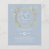 BUDGET Rustic Dusty Blue Floral Wedding Invite (Voorkant)