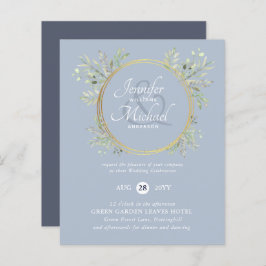 BUDGET Rustic Dusty Blue Floral Wedding Invite