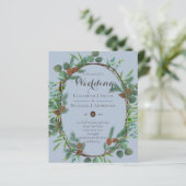 Budget Rustic Dusty Blue Herfst Winter Invites (Staand voorkant)