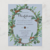Budget Rustic Dusty Blue Herfst Winter Invites (Voorkant)