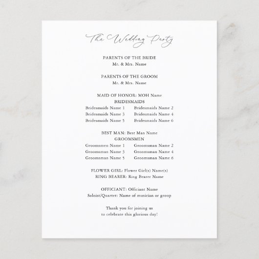 Budget Rustic Earth Florals Trouwprogramma (Achterkant)