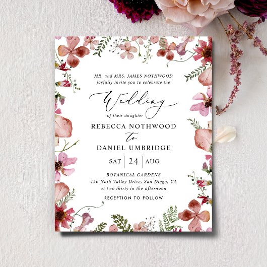 Budget Rustic Elegant Peach Wedding Uitnodiging