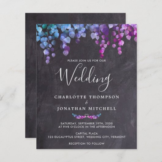 Budget Rustic Eucalyptus Botanical Foliag Wedding (Voorkant / Achterkant)