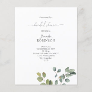 Budget Rustic Eucalyptus Duo 2 Bruidsfeest Uitnodi Flyer