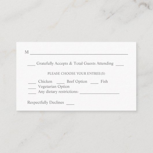 Budget Rustic Eucalyptus Duo 2SM Meal RSVP - Groen Informatiekaartje (Achterkant)