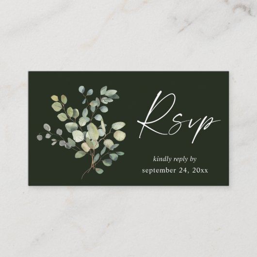 Budget Rustic Eucalyptus Duo 2SM Meal RSVP - Groen Informatiekaartje (Voorkant)