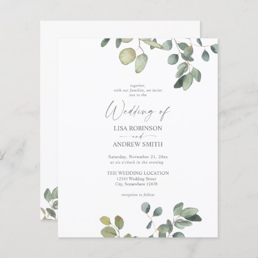 Budget Rustic Eucalyptus Greenery Duo Wedding (Voorkant / Achterkant)