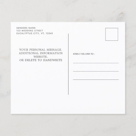 Budget Rustic Eucalyptus Photo Save the Date Kaart (Achterkant)