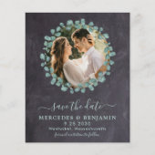 Budget Rustic Eucalyptus Photo Save the Date Kaart (Voorkant)