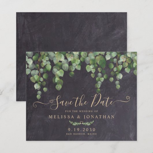 Budget Rustic Eucalyptus Wedding Save the Date (Voorkant / Achterkant)