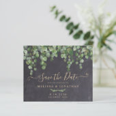 Budget Rustic Eucalyptus Wedding Save the Date (Staand voorkant)