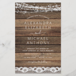 Budget Rustic Farmhouse String Lights Lace Wedding