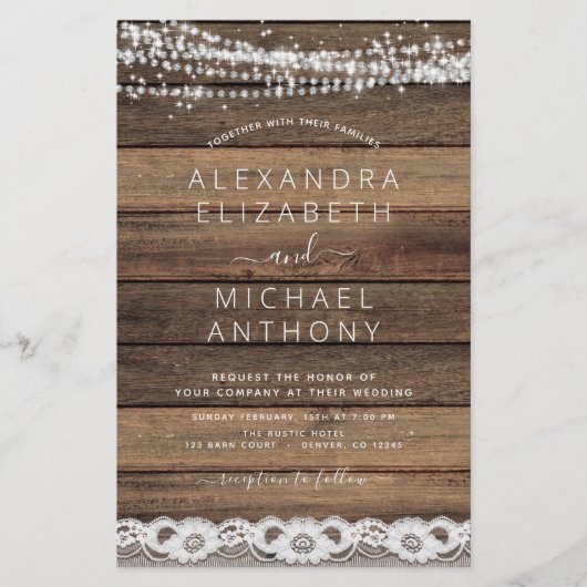 Budget Rustic Farmhouse String Lights Lace Wedding (Voorkant)