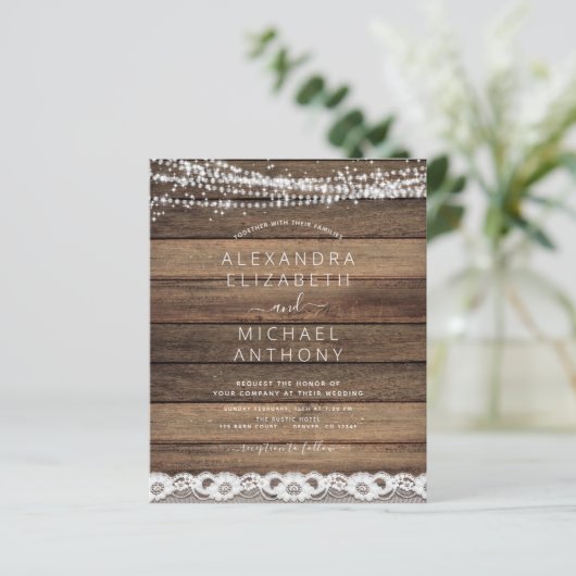 Budget Rustic Farmhouse String Lights Lace Wedding (Staand voorkant)