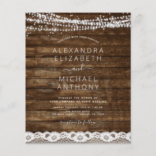 Budget Rustic Farmhouse String Lights Lace Wedding (Voorkant)