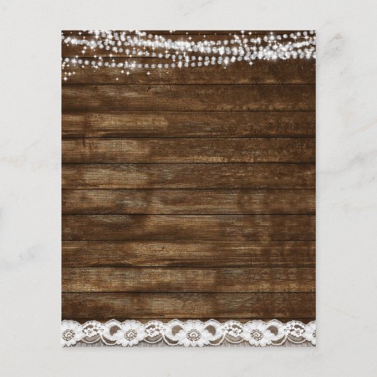 Budget Rustic Farmhouse String Lights Lace Wedding Flyer (Achterkant)