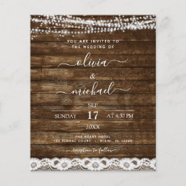 Budget Rustic Farmhouse String Lights Lace Wedding Flyer