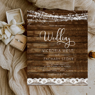Budget Rustic Farmhouse String Lights Wedding Flyer