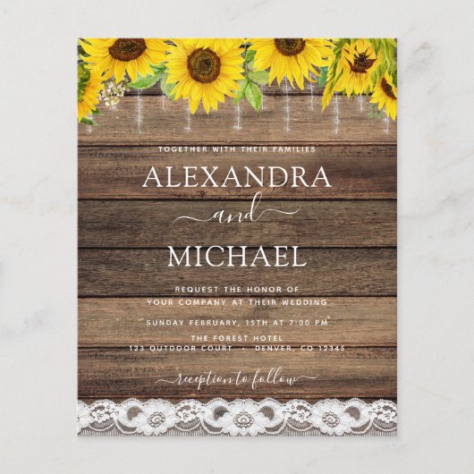Budget Rustic Farmhouse Sunflower Rustic Wedding (Voorkant)