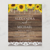 Budget Rustic Farmhouse Sunflower Rustic Wedding Flyer (Voorkant)