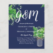 BUDGET Rustic Ferns Greenery Blue Wedding Invite (Voorkant)