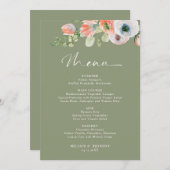 Budget Rustic Floral Sage Green Wedding Menu Card Kaart (Voorkant / Achterkant)