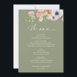 Budget Rustic Floral Sage Green Wedding Menu Card Kaart<br><div class="desc">Bring understated charm and botanical beauty to your reception with our Rustic Floral Sage Green Flat Wedding Menu. Featuring soft sage green tones and delicate floral accents, this flat menu card perfectly complements rustic, garden, or boho wedding themes. Design features: -Soothing sage green background or floral border with rustic watercolor...</div>
