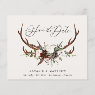 budget Rustic floral stag bruiloft behalve datum Flyer