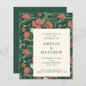 Budget  Rustic Flowers Green Wedding Invite (Voorkant / Achterkant)