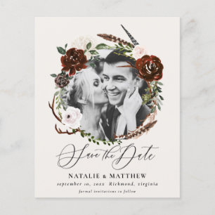 budget Rustic foliage behalve de datumaankondiging Flyer