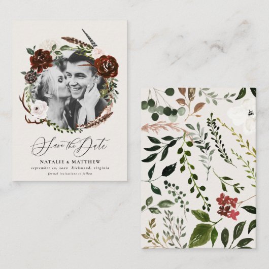 budget Rustic foliage behalve de datumaankondiging Notitiekaartje (Voorkant / Achterkant)