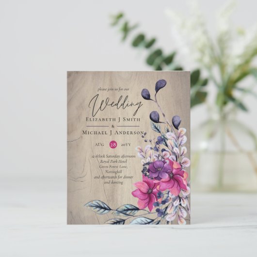 BUDGET Rustic Fuchsia Floral Woodland Wedding (Staand voorkant)
