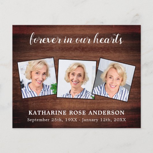 Budget Rustic Funeral Dank u voor sympathie 3 Foto (Voorkant)