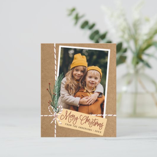 Budget Rustic Gift Merry Kerstfeestdag Foto (Staand voorkant)