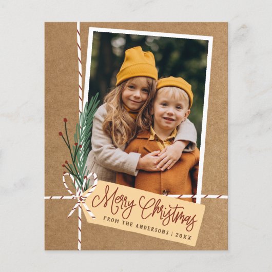 Budget Rustic Gift Merry Kerstfeestdag Foto (Voorkant)