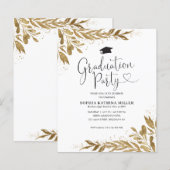 Budget Rustic Gold Floral Sparkle Graduation Party (Voorkant / Achterkant)