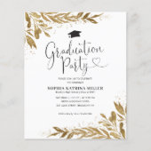 Budget Rustic Gold Floral Sparkle Graduation Party (Voorkant)