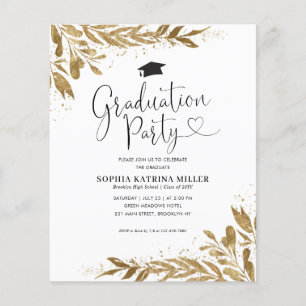 Budget Rustic Gold Floral Sparkle Graduation Party