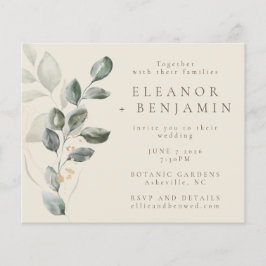 Budget Rustic Gold Greenery Wedding Invite