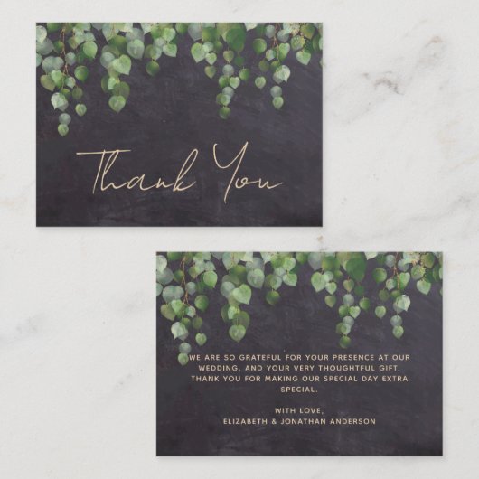 Budget Rustic Greenery Chalkboard Dank u Notitiekaartje (Voorkant / Achterkant)