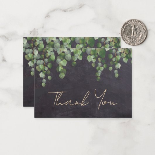 Budget Rustic Greenery Chalkboard Dank u Notitiekaartje (Voorkant / Achterkant in situ)