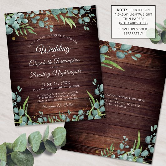 Budget Rustic Greenery Eucalyptus Wedding Invite