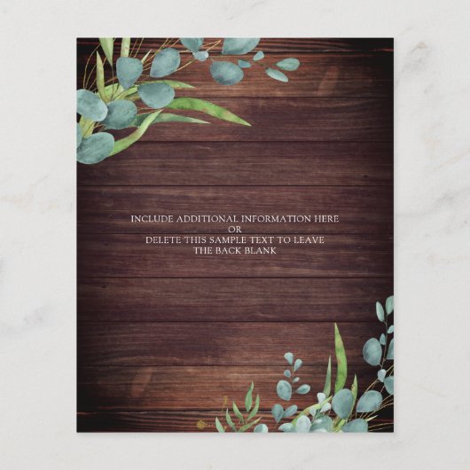 Budget Rustic Greenery Eucalyptus Wedding Invite (Achterkant)