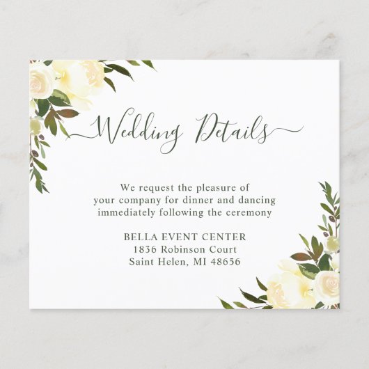 Budget Rustic Greenery Floral Wedding Details Kaar (Voorkant)