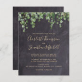 Budget Rustic Greenery Foliage Wedding Uitnodiging (Voorkant / Achterkant)
