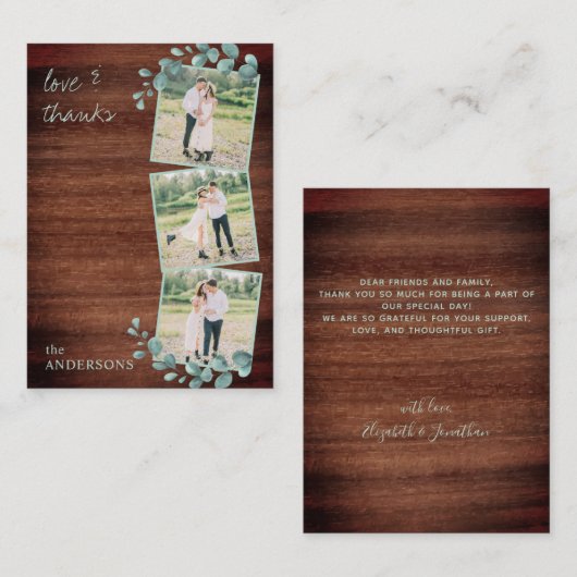 Budget Rustic Greenery Foto Weddenschap Bedankt Notitiekaartje (Voorkant / Achterkant)