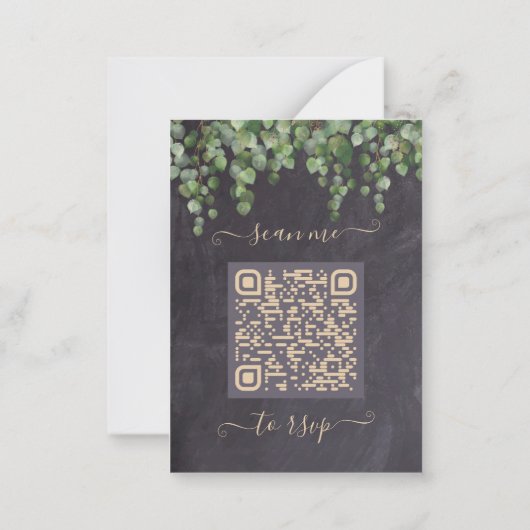 Budget Rustic Greenery QR Code Wedding Uitnodiging (Achterkant)