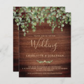 Budget Rustic Greenery QR Code Wedding Uitnodiging (Voorkant / Achterkant)